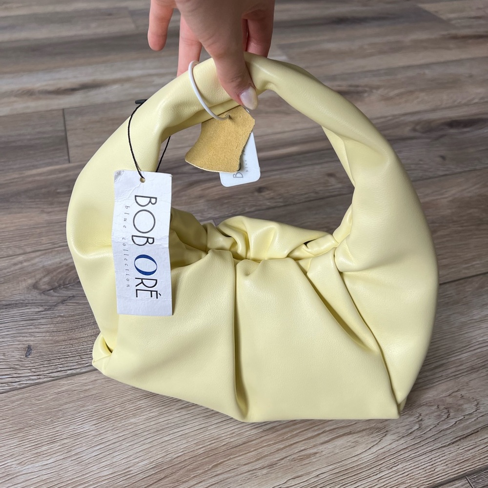 Bob Ore Marshmallow Croissant Bag in Soft Leather, Bright Yellow